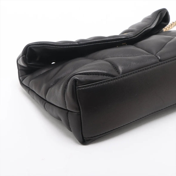 Black Quilted Lambskin Puffer Toy Bag (Goldtone Hardware)