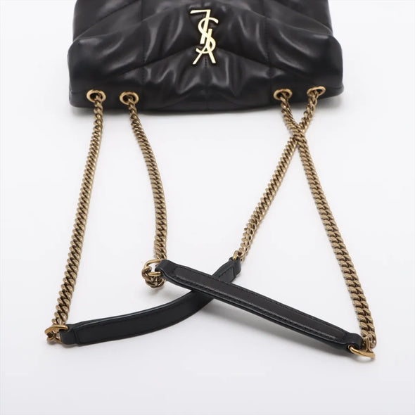 Black Quilted Lambskin Puffer Toy Bag (Goldtone Hardware)