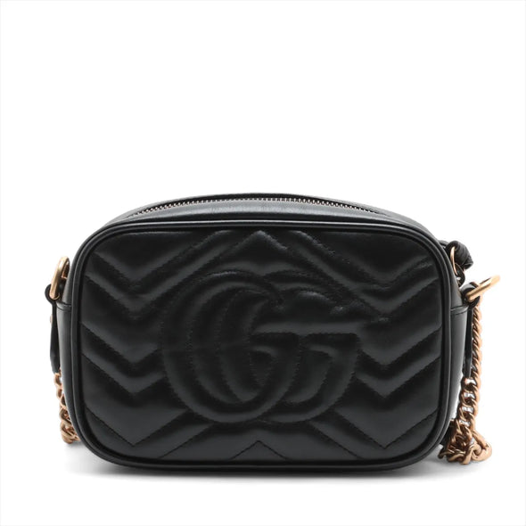 Gucci Black Leather GG Marmont Small Shoulder Bag [Clearance Sale]