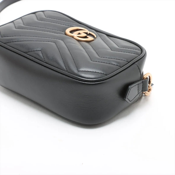 Gucci Black Leather GG Marmont Small Shoulder Bag [Clearance Sale]