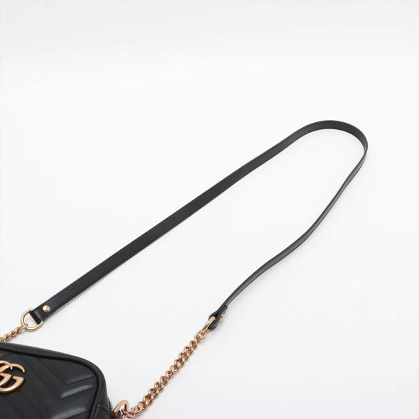 Gucci Black Leather GG Marmont Small Shoulder Bag [Clearance Sale]