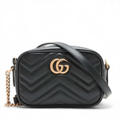 Gucci Black Leather GG Marmont Small Shoulder Bag [Clearance Sale]