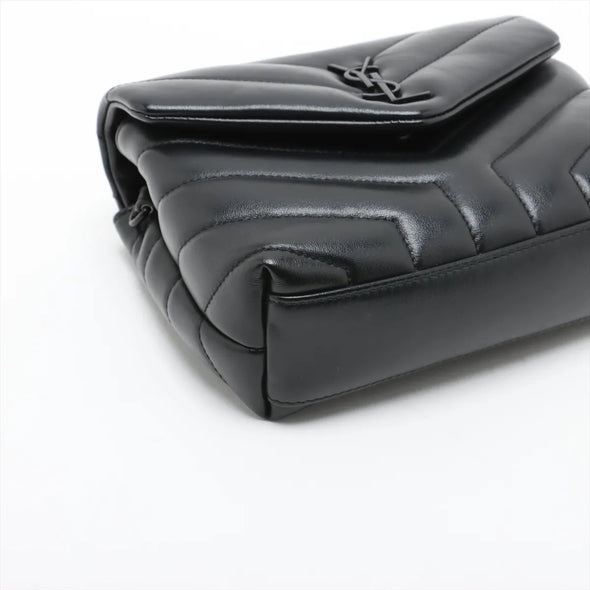 Saint Laurent Black Leather Toy Loulou Shoulder Bag [Clearance Sale]