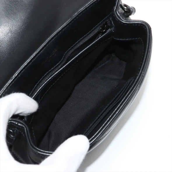 Saint Laurent Black Leather Toy Loulou Shoulder Bag [Clearance Sale]