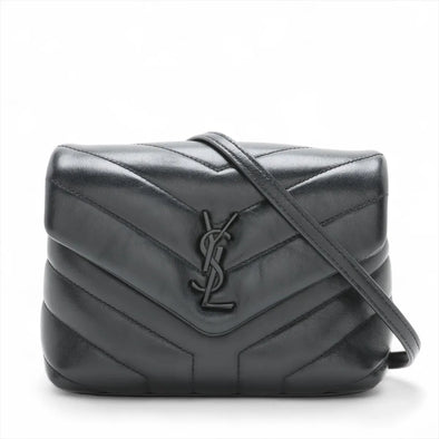 Saint Laurent Black Leather Toy Loulou Shoulder Bag [Clearance Sale]