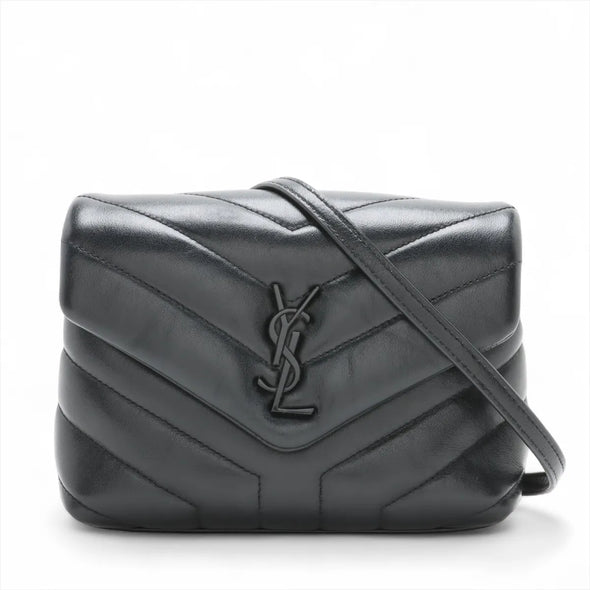 Saint Laurent Black Leather Toy Loulou Shoulder Bag [Clearance Sale]