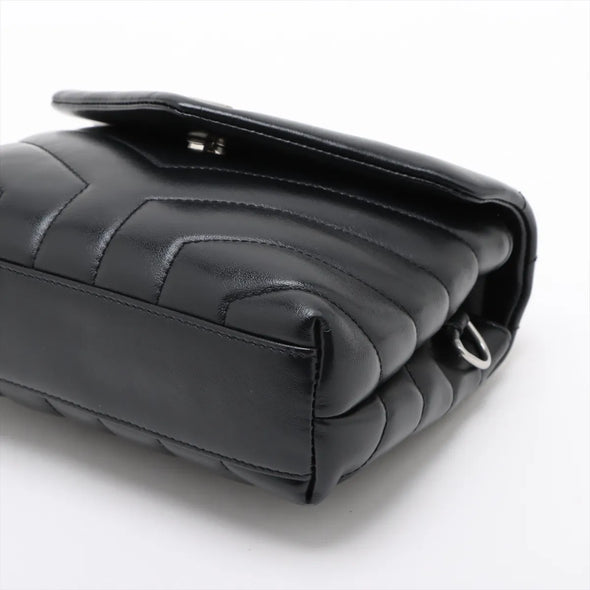Saint Laurent Black Leather Toy Loulou Shoulder Bag [Clearance Sale]