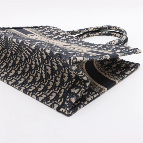 Christian Dior Blue Dior Oblique Embroidery Medium Dior Book Tote [Clearance Sale]
