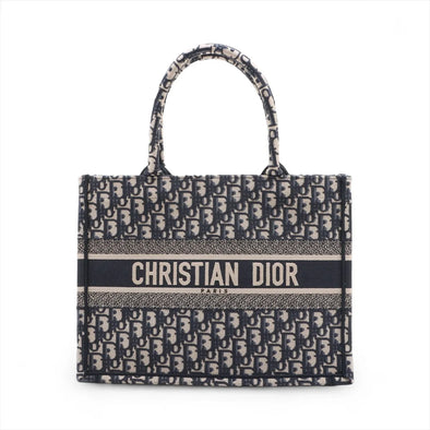 Christian Dior Blue Dior Oblique Embroidery Medium Dior Book Tote [Clearance Sale]