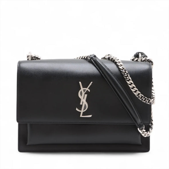 Saint Laurent Black Calfskin Leather Sunset Shoulder Bag [Clearance Sale]