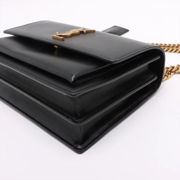 Saint Laurent Black Calfskin Leather Medium Sunset Shoulder Bag [Clearance Sale]