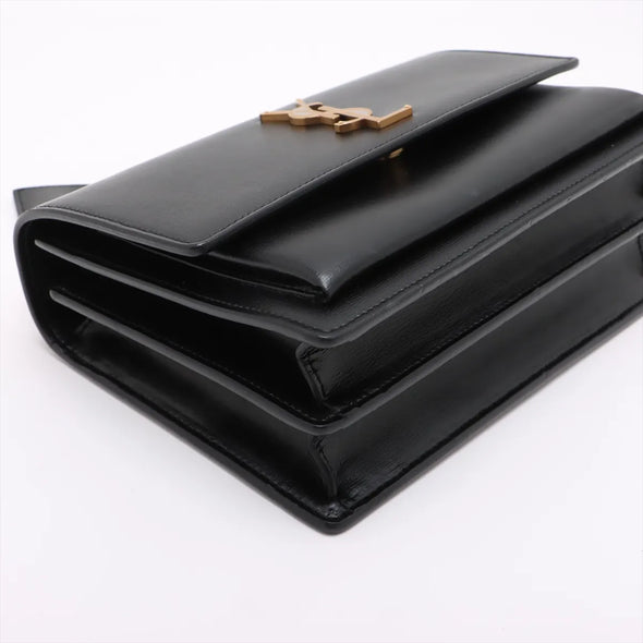 Saint Laurent Black Calfskin Leather Medium Sunset Shoulder Bag [Clearance Sale]