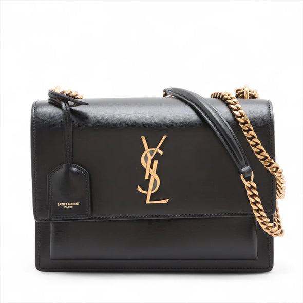 Saint Laurent Black Calfskin Leather Medium Sunset Shoulder Bag [Clearance Sale]
