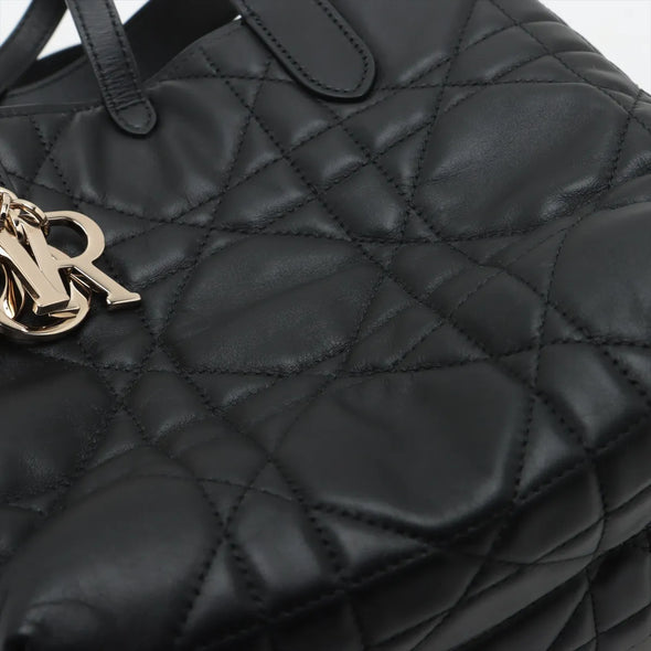 Christian Dior Black Macrocannage Leather Small Dior Toujours Vertical Tote Bag [Clearance Sale]