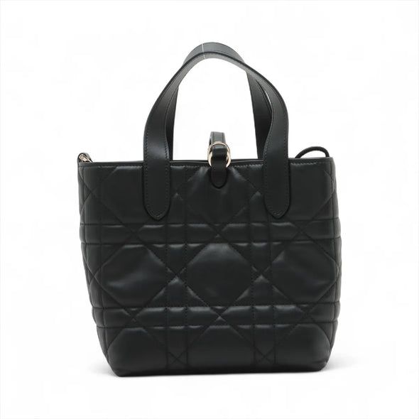 Christian Dior Black Macrocannage Leather Small Dior Toujours Vertical Tote Bag [Clearance Sale]