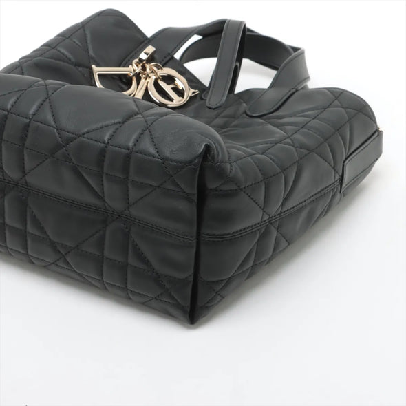 Christian Dior Black Macrocannage Leather Small Dior Toujours Vertical Tote Bag [Clearance Sale]