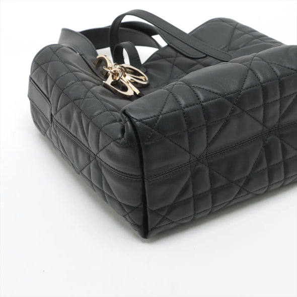Christian Dior Black Macrocannage Leather Small Dior Toujours Vertical Tote Bag [Clearance Sale]