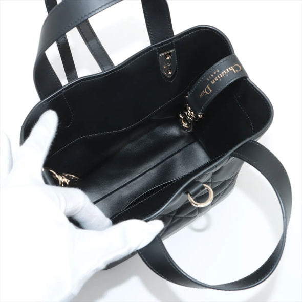Christian Dior Black Macrocannage Leather Small Dior Toujours Vertical Tote Bag [Clearance Sale]
