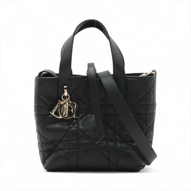 Christian Dior Black Macrocannage Leather Small Dior Toujours Vertical Tote Bag [Clearance Sale]