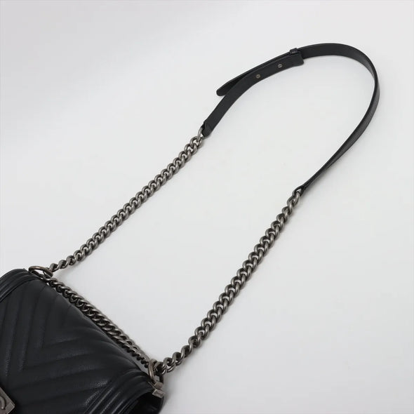 Chanel Black Caviar Calfskin Boy Chanel Flap Closure Handbag [Clearance Sale]