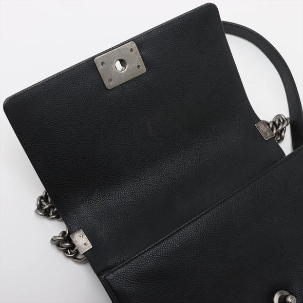 Chanel Black Caviar Calfskin Boy Chanel Flap Closure Handbag [Clearance Sale]