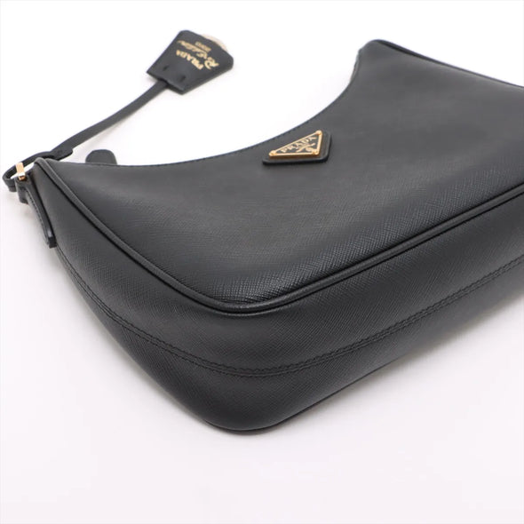Prada Black Saffiano Leather and Re-Nylon Re-Edition 2005 Shoulder Bag  [Clearance Sale]