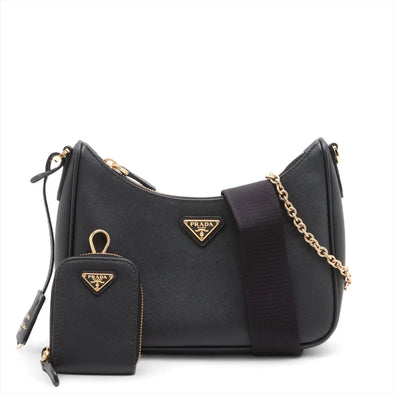 Prada Black Saffiano Leather and Re-Nylon Re-Edition 2005 Shoulder Bag  [Clearance Sale]