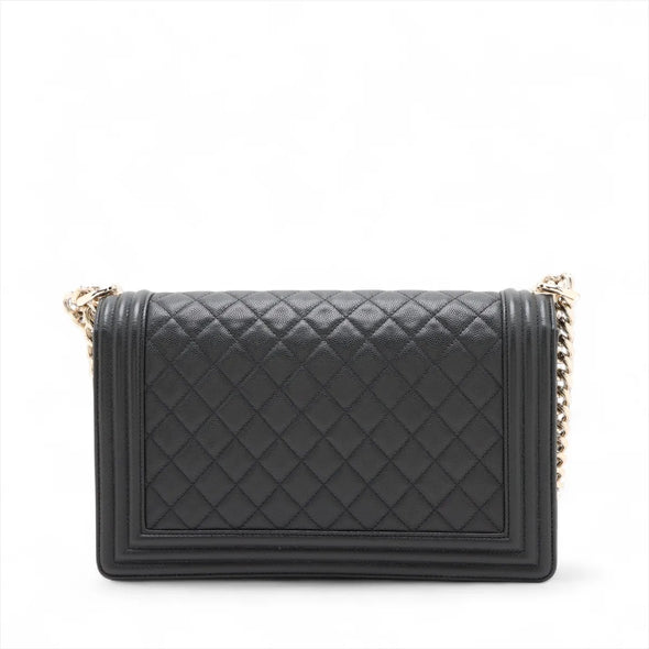 Chanel Black Caviar Calfskin Boy Chanel Flap Closure Handbag [Clearance Sale]