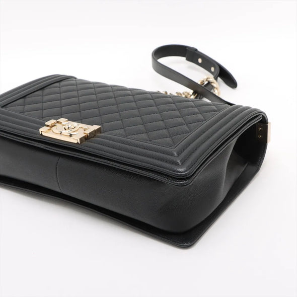 Chanel Black Caviar Calfskin Boy Chanel Flap Closure Handbag [Clearance Sale]
