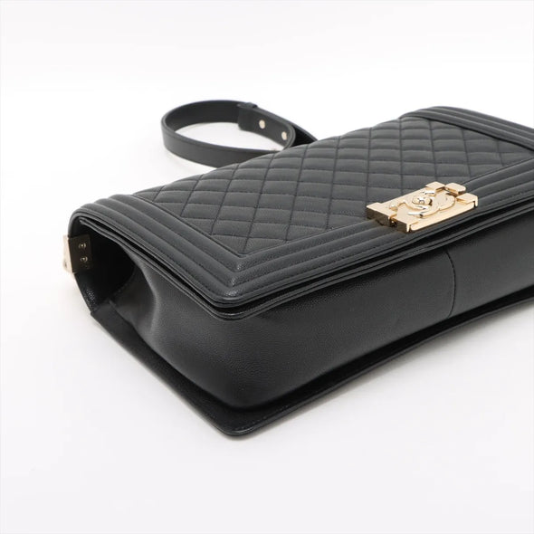 Chanel Black Caviar Calfskin Boy Chanel Flap Closure Handbag [Clearance Sale]