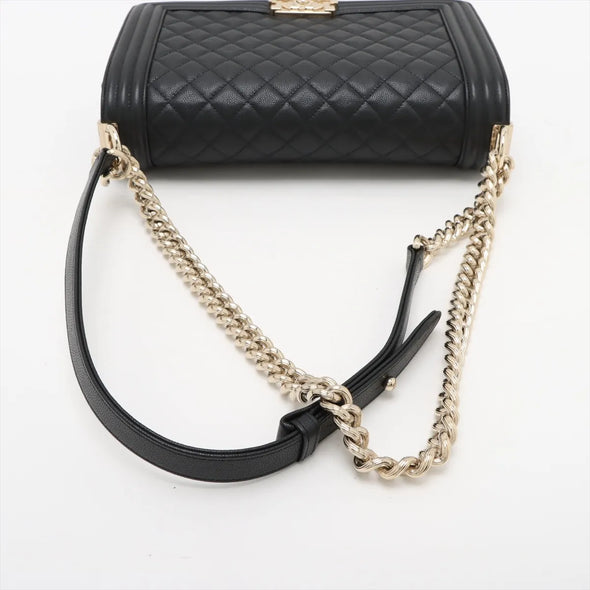 Chanel Black Caviar Calfskin Boy Chanel Flap Closure Handbag [Clearance Sale]
