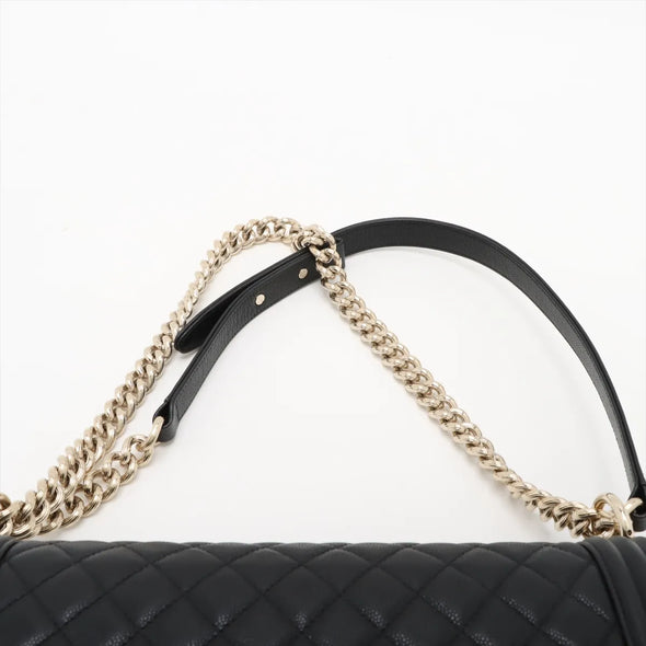 Chanel Black Caviar Calfskin Boy Chanel Flap Closure Handbag [Clearance Sale]