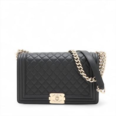 Chanel Black Caviar Calfskin Boy Chanel Flap Closure Handbag [Clearance Sale]