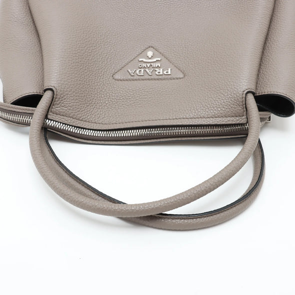 Prada Greige Vitello Daino Calfskin Leather Handbag [Clearance Sale]