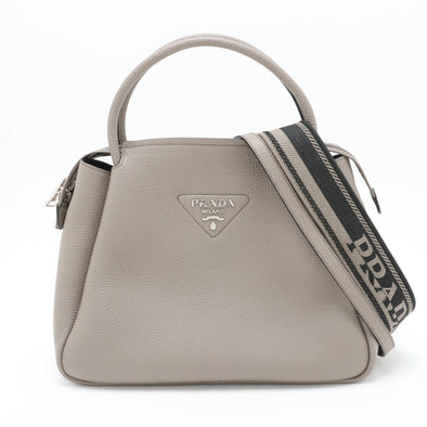 Prada Greige Vitello Daino Calfskin Leather Handbag [Clearance Sale]