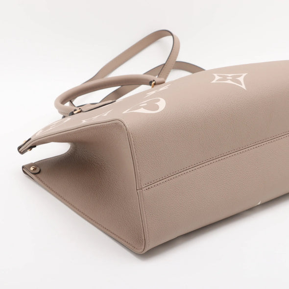 Louis Vuitton Tourterelle Bicolor Monogram Empreinte Leather OnTheGo MM [Clearance Sale]