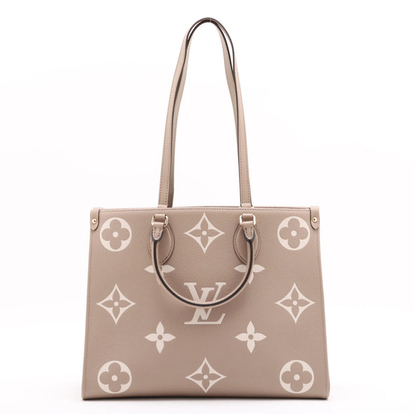 Louis Vuitton Tourterelle Bicolor Monogram Empreinte Leather OnTheGo MM [Clearance Sale]