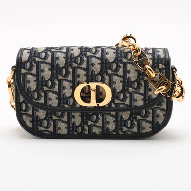 Christian Dior Blue Dior Oblique Jacquard 30 Montaigne Small Avenue Bag [Clearance Sale]