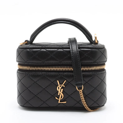 Saint Laurent Black Lambskin Leather Gaby Vanity Bag [Clearance Sale]