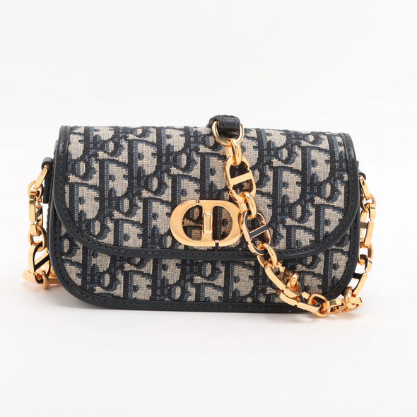 Christian Dior Blue Dior Oblique Jacquard 30 Montaigne Small Avenue Bag [Clearance Sale]
