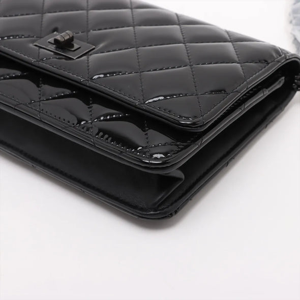 Chanel Black Patent Leather 2.55 Wallet on Chain [Clearance Sale]