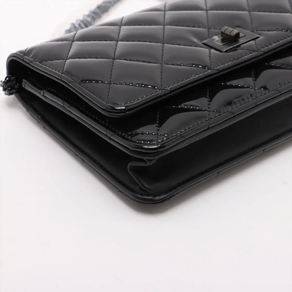 Chanel Black Patent Leather 2.55 Wallet on Chain [Clearance Sale]