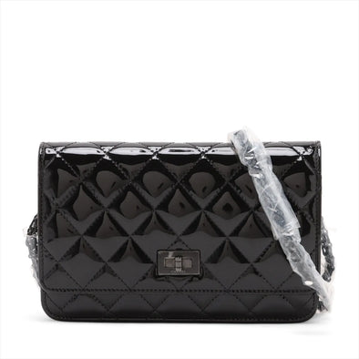 Chanel Black Patent Leather 2.55 Wallet on Chain [Clearance Sale]