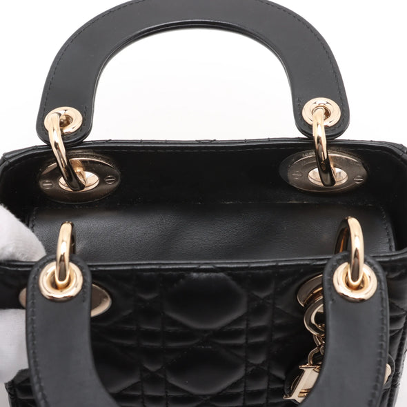 Christian Dior Black Cannage Lambskin Leather Mini Lady Dior Bag [Clearance Sale]