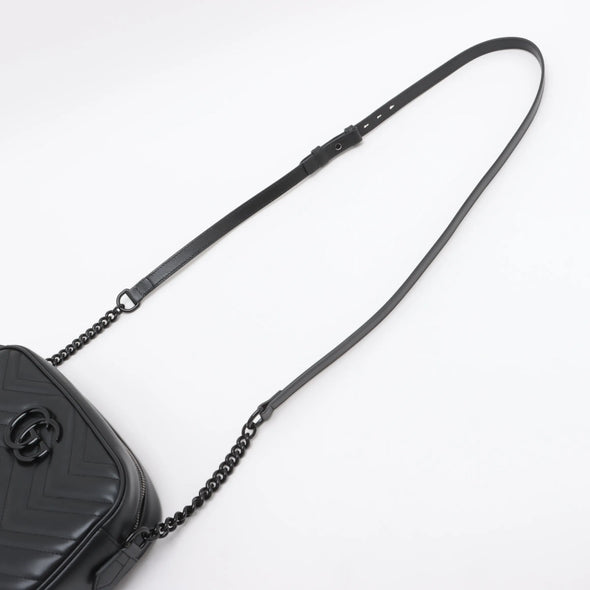 Gucci Black Leather GG Marmont Small Shoulder Bag [Clearance Sale]