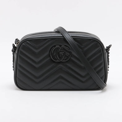 Gucci Black Leather GG Marmont Small Shoulder Bag [Clearance Sale]