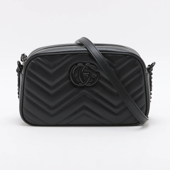 Gucci Black Leather GG Marmont Small Shoulder Bag [Clearance Sale]