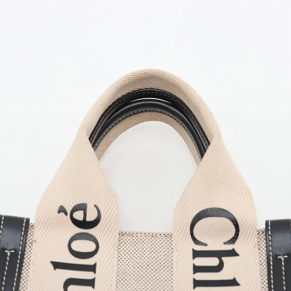 Chloe Black and Beige Canvas Small Woody Tote Bag [Clearance Sale]