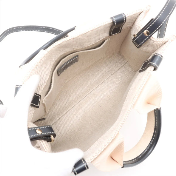 Chloe Black and Beige Canvas Small Woody Tote Bag [Clearance Sale]