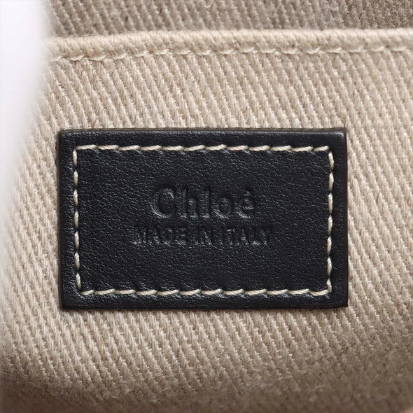Chloe Black and Beige Canvas Small Woody Tote Bag [Clearance Sale]